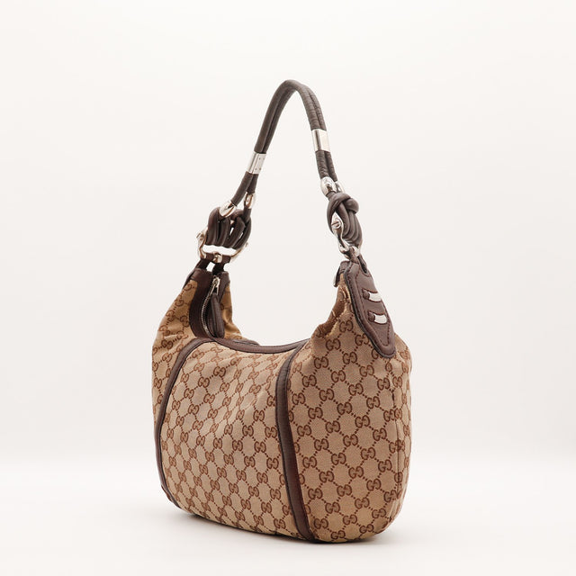 Sac Gucci Hobo toile monogrammée beige vue de dos occasion authentique — AMANA Vintage