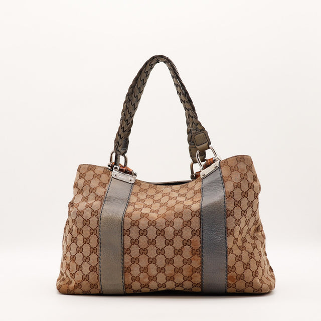 Sac Gucci Tote Bambou toile monogrammée vue de face occasion authentique — AMANA Vintage