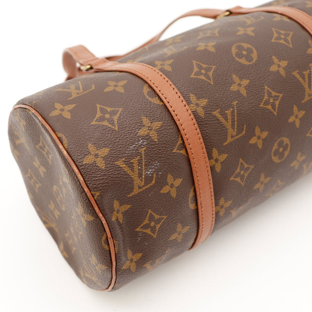 Détail latéral Papillon 30 Louis Vuitton cuir vachette clair — AMANA Vintage