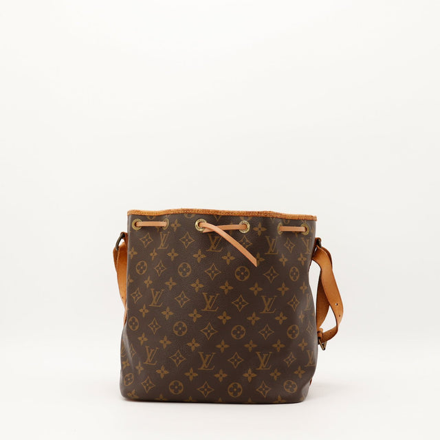 Sac Louis Vuitton Petit Noé toile Monogram vue de face patine caramel occasion authentique — AMANA Vintage
