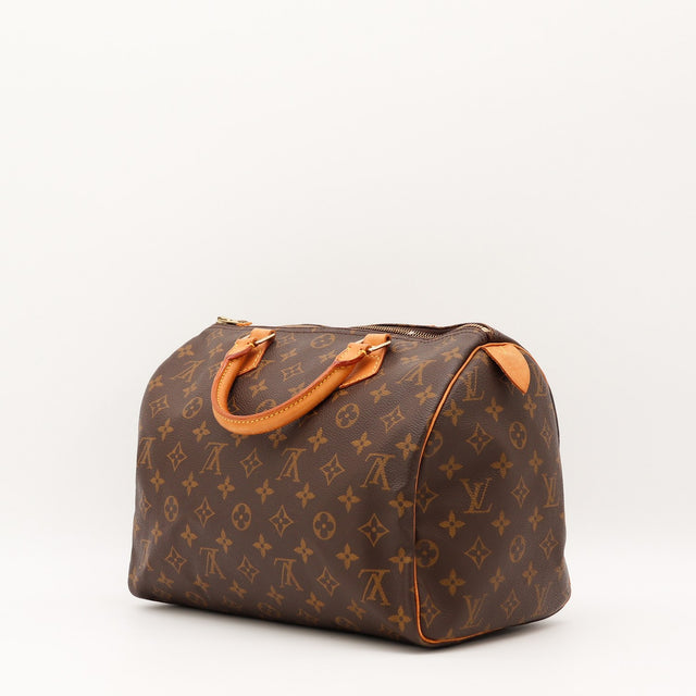 Détail de la doublure Louis Vuitton Speedy 30 Toile Monogramme occasion authentique — AMANA Vintage