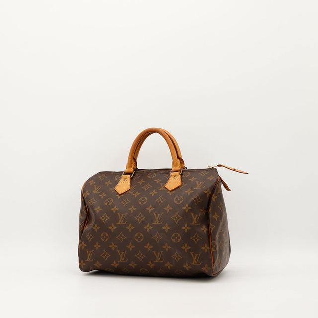 Louis Vuitton Speedy 30 trois quarts toile Monogram patine caramel — AMANA Vintage