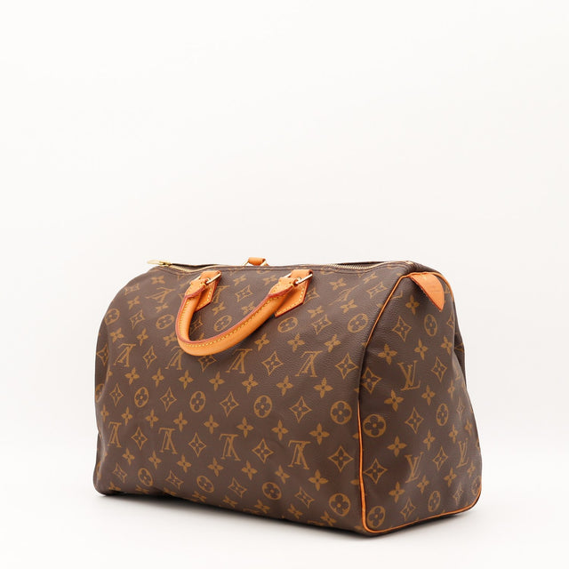 Détail de la doublure Louis Vuitton Speedy 35 Toile Monogramme occasion authentique — AMANA Vintage