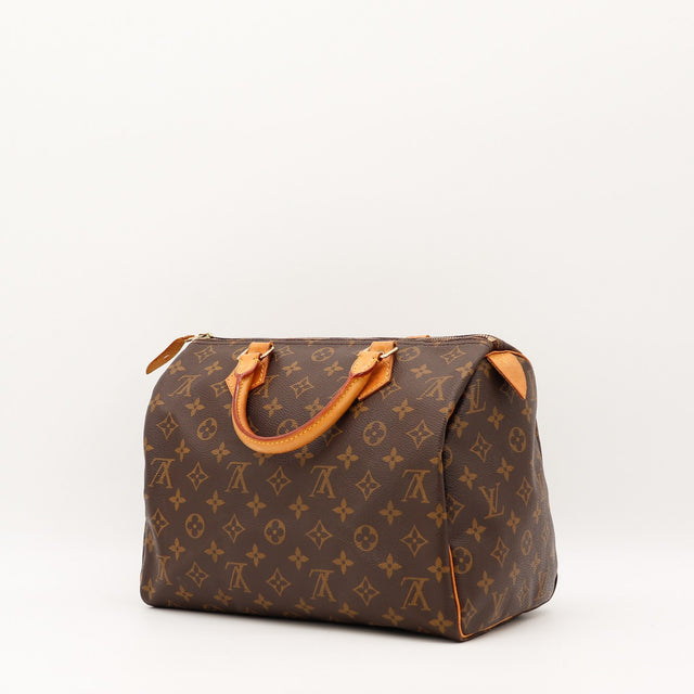 Détail de la doublure Louis Vuitton Speedy 30 Toile Monogramme occasion authentique — AMANA Vintage
