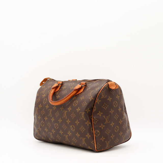 Détail de la doublure Louis Vuitton Speedy 30 Toile Monogramme occasion authentique — AMANA Vintage