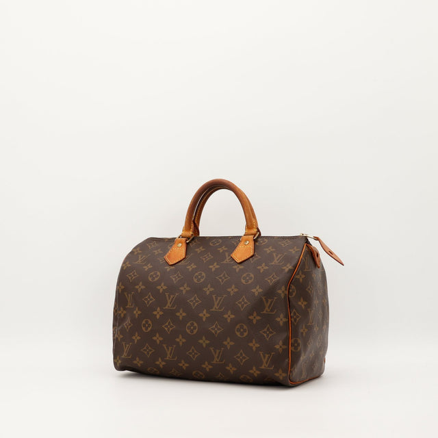 Louis Vuitton Speedy 30 trois quarts cuir vachette patine caramel — AMANA Vintage