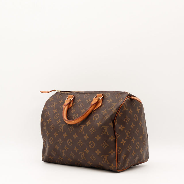 Détail de l'intérieur Louis Vuitton Speedy 30 Toile Monogramme occasion authentique — AMANA Vintage
