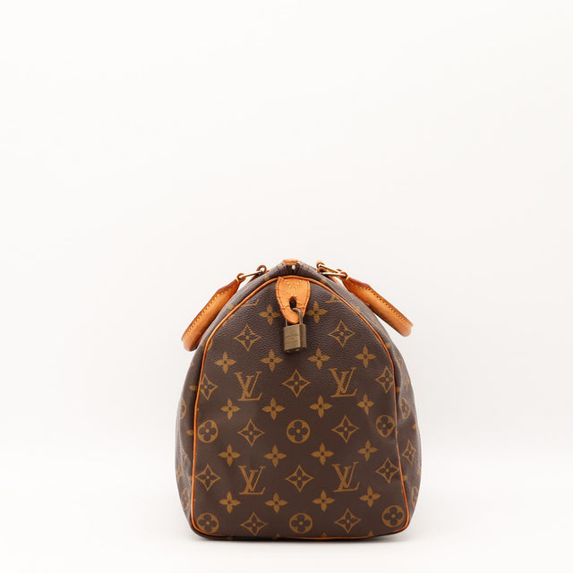 Vue de côté Louis Vuitton Speedy 35 Toile Monogramme occasion authentique — AMANA Vintage