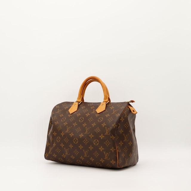 Louis Vuitton Speedy 30 trois quarts toile Monogram patine caramel — AMANA Vintage