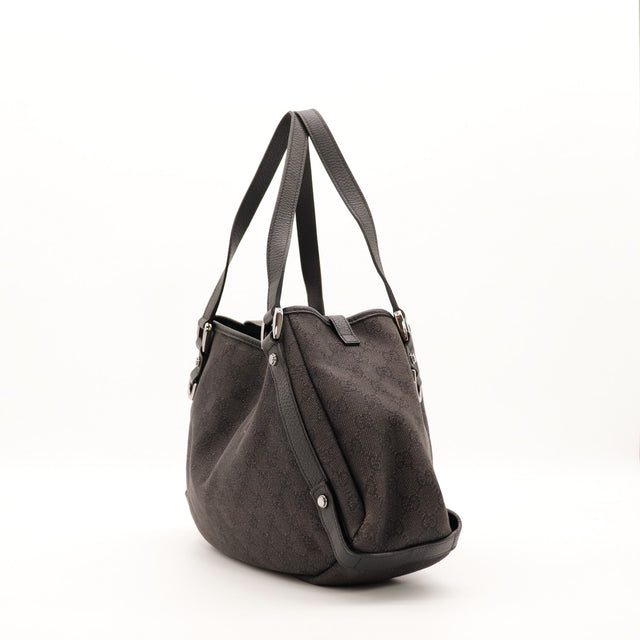 Sac Gucci Tote noir vue de trois quarts avec anses cuir occasion authentique — AMANA Vintage