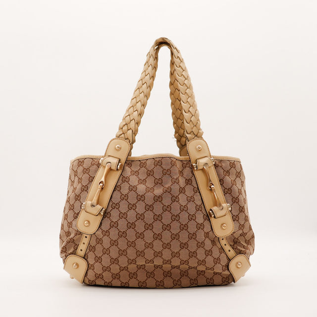 Sac Gucci Pelham toile monogrammée beige vue de face occasion authentique — AMANA Vintage