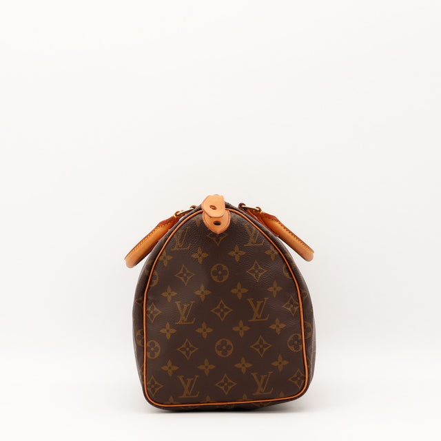 Vue de côté Louis Vuitton Speedy 30 Toile Monogramme occasion authentique — AMANA Vintage
