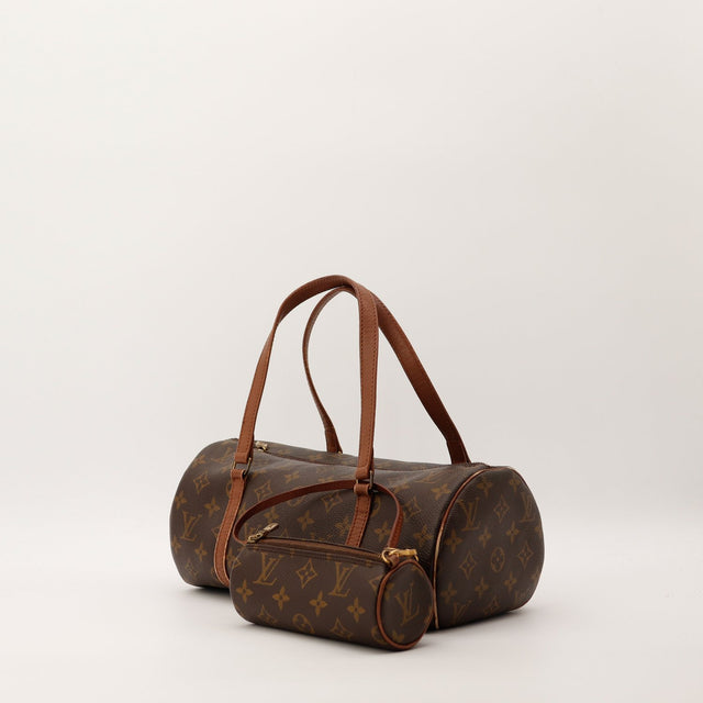 Louis Vuitton Papillon 30 trois quarts toile Monogram cuir vachette caramel — AMANA Vintage