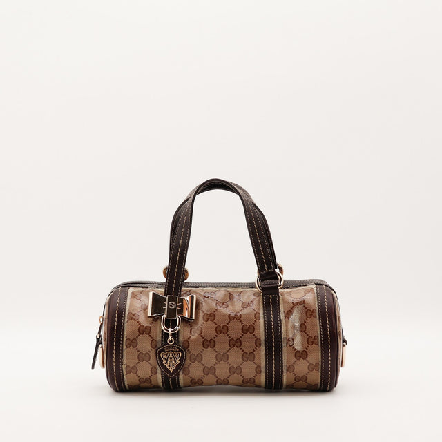 Sac Gucci Boston toile monogrammée enduite vue de face occasion authentique — AMANA Vintage