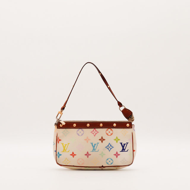 Pochette Louis Vuitton Monogramme Multicolore blanc vue de face occasion authentique — AMANA Vintage