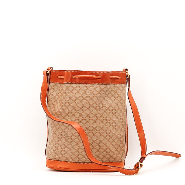 Intérieur du sac Céline Seau Macadam cuir orange occasion authentique — AMANA Vintage
