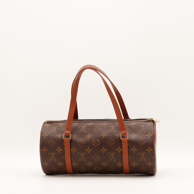 Détail des anses en cuir vachette Louis Vuitton Papillon 30 occasion authentique — AMANA Vintage
