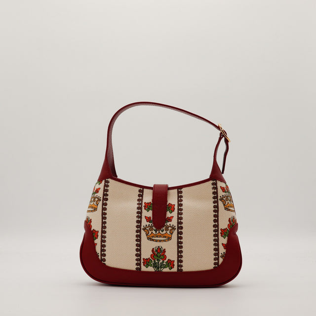 Gucci New Jackie Music Is Mine vue de dos canvas floral couronnes bordeaux — AMANA Vintage