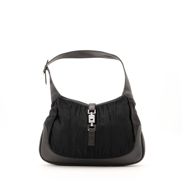Sac Gucci New Jackie tissu froissé noir vue de face occasion authentique — AMANA Vintage