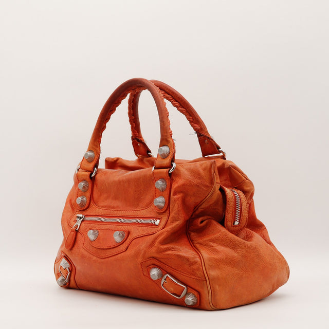 Sac Balenciaga Work Giant 21 cuir orange vue de dos occasion authentique — AMANA Vintage