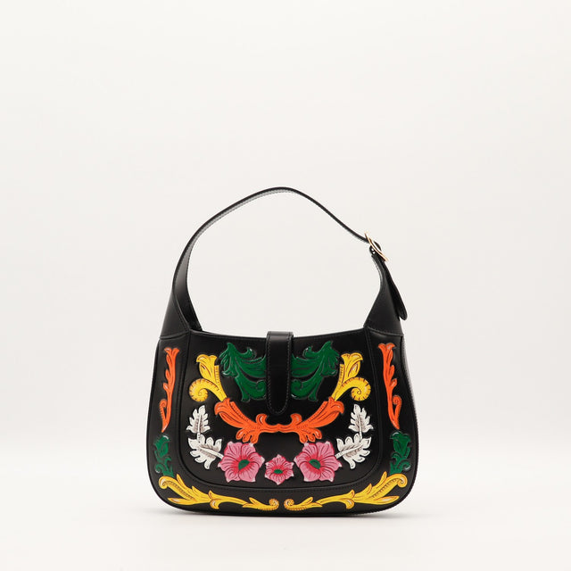 Sac Gucci Jackie noir motif floral face arrière occasion authentique — AMANA Vintage