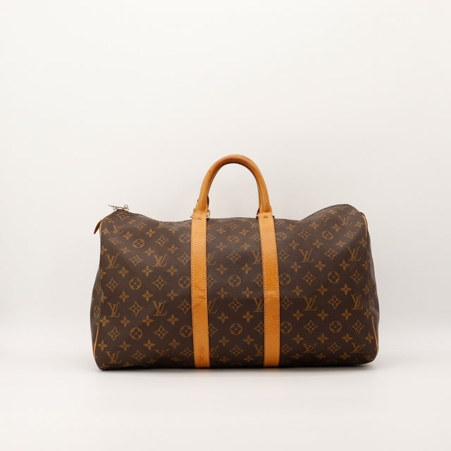 Sac de voyage Louis Vuitton Keepall 50 toile Monogram vue de face occasion authentique — AMANA Vintage