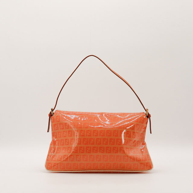 bag shoulder Fendi Zucchino red rear view authentic pre-owned — AMANA Vintage
