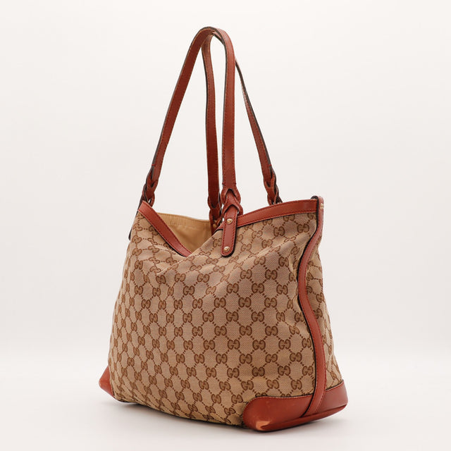Tote Bag Gucci toile monogrammée vue trois quarts gauche occasion — AMANA Vintage
