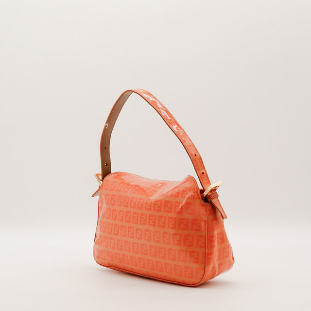 bag Fendi Zucchino red side view adjustable shoulder strap authentic pre-owned — AMANA Vintage