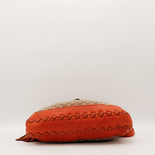 Fond du sac Gucci New Jackie cuir grainé orange occasion authentique — AMANA Vintage