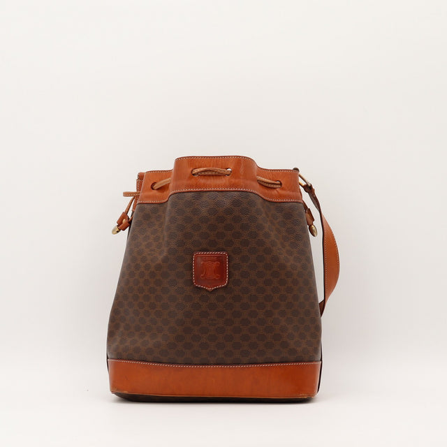 Sac Céline Seau toile Macadam marron vue de face occasion authentique — AMANA Vintage