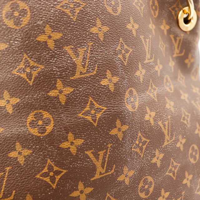 detalle macro lona Monogram Louis Vuitton Artsy MM estado superficie — AMANA Vintage