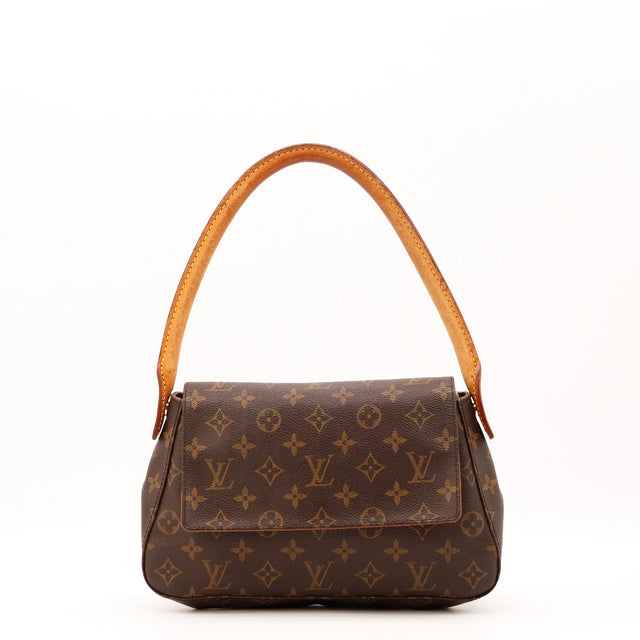 Vue de face Louis Vuitton Mini Looping Toile Monogramme occasion authentique — AMANA Vintage