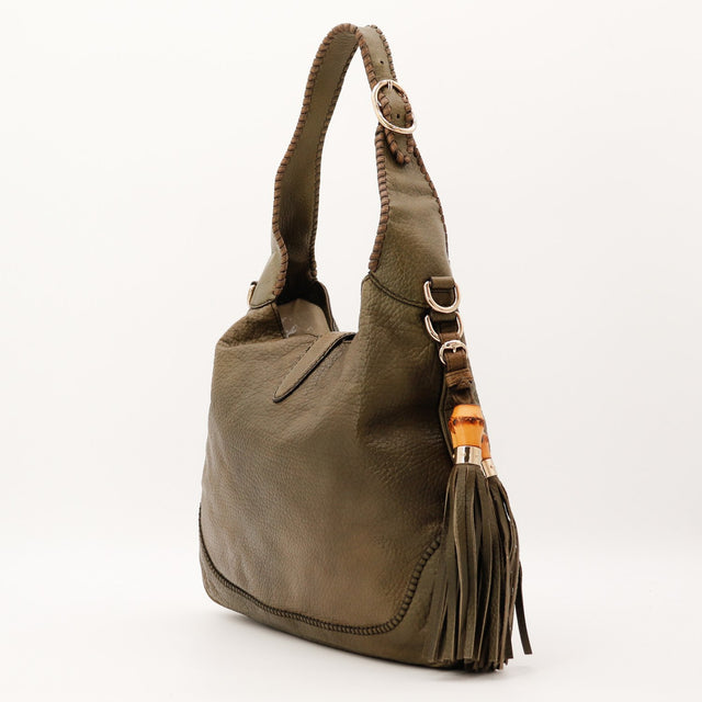 Gucci New Jackie kaki vue de dos cuir grainé occasion — AMANA Vintage