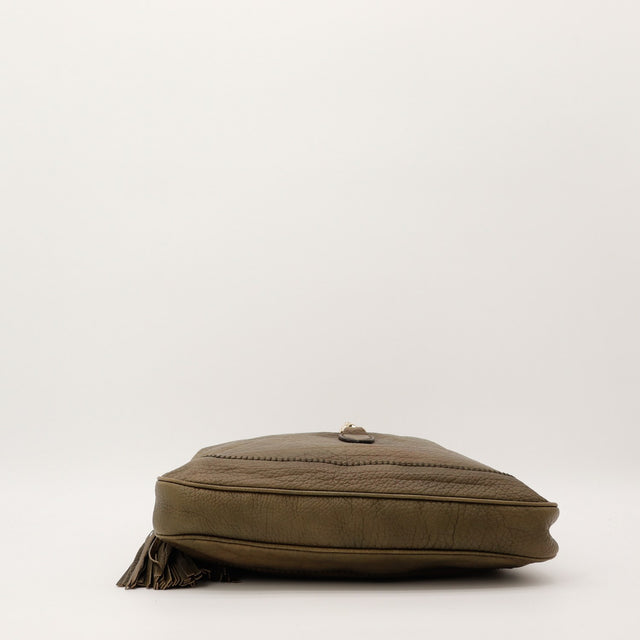 Gucci New Jackie kaki vue du dessous fond cuir — AMANA Vintage