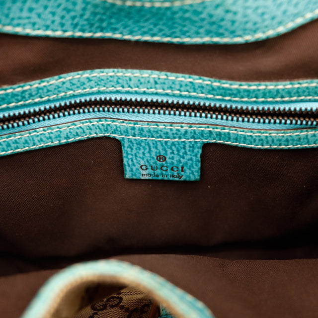 Intérieur doublure marron et étiquette Gucci made in Italy du New Jackie — AMANA Vintage