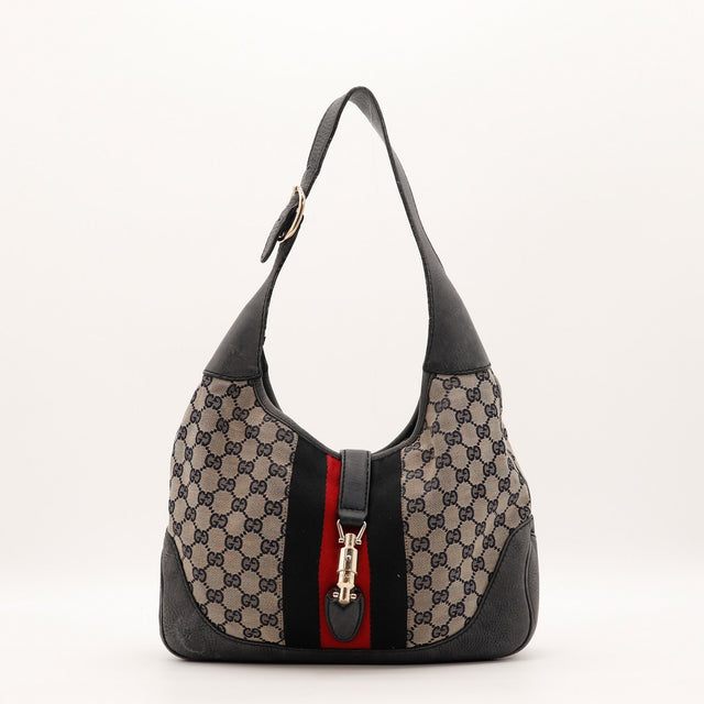 Sac Gucci Jackie toile monogrammée beige vue de face occasion authentique — AMANA Vintage