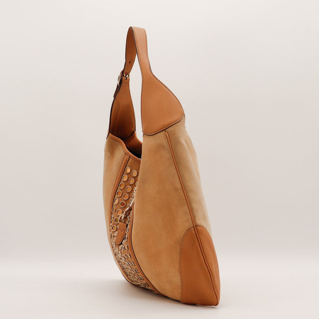 Sac Gucci New Jackie daim camel vue de dos occasion authentique — AMANA Vintage
