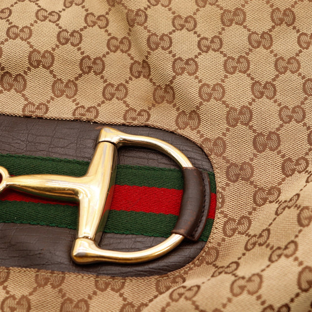 Détail mors doré et bande Web Gucci Hobo Horsebit — AMANA Vintage