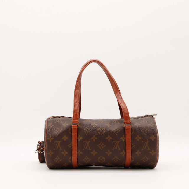 Louis Vuitton Papillon 30 toile Monogram vue arrière anses cuir vachette — AMANA Vintage