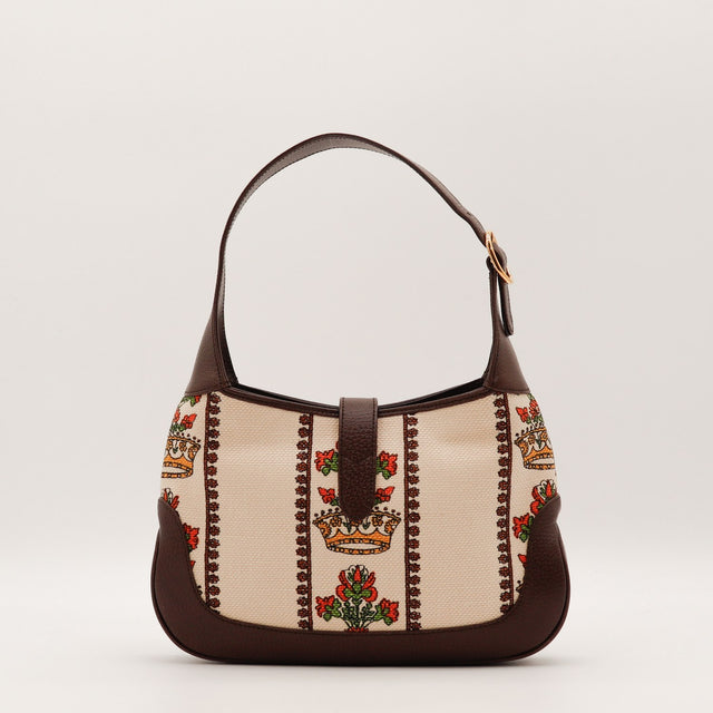 Sac Gucci Jackie 1961 face arrière motif couronnes et fleurs occasion authentique — AMANA Vintage