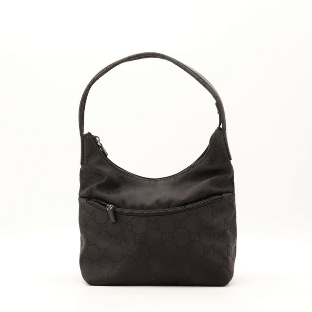 Sac Gucci Hobo nylon monogrammé noir vue de face occasion authentique — AMANA Vintage