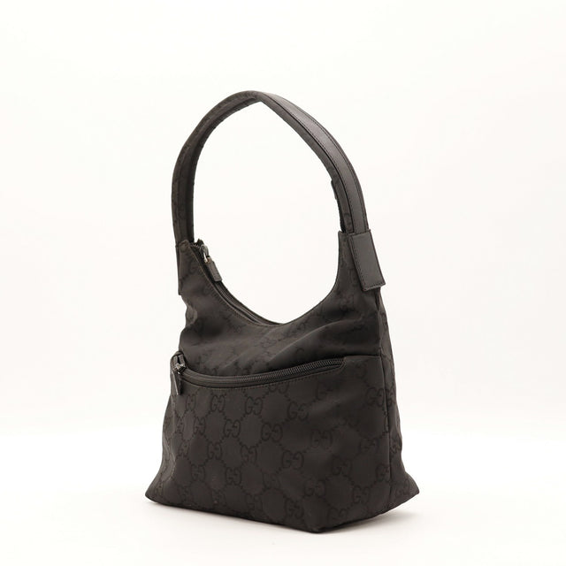 Sac Gucci Hobo noir vue de trois quarts anse épaule occasion authentique — AMANA Vintage