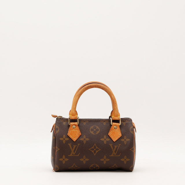 Vue de face Louis Vuitton Mini Speedy Toile Monogramme occasion authentique — AMANA Vintage