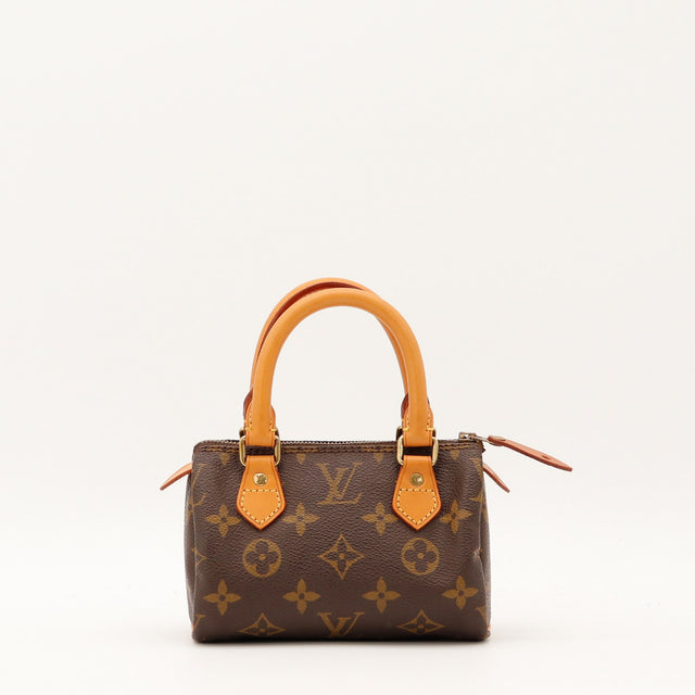 Vue de face Louis Vuitton Mini Speedy Toile Monogramme occasion authentique — AMANA Vintage