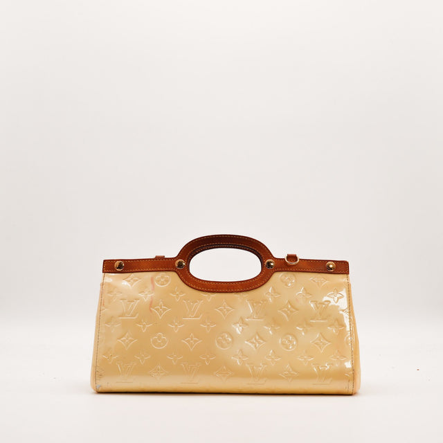 Sac Louis Vuitton Roxbury Drive Vernis beige ivoire vue de face occasion authentique — AMANA Vintage