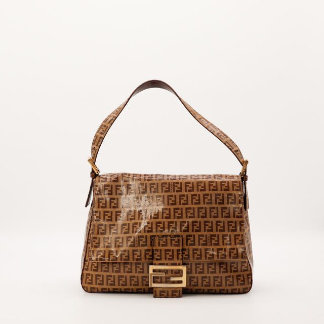 Sac Fendi Mamma Baguette toile Zucchino enduite marron vue de face occasion authentique — AMANA Vintage