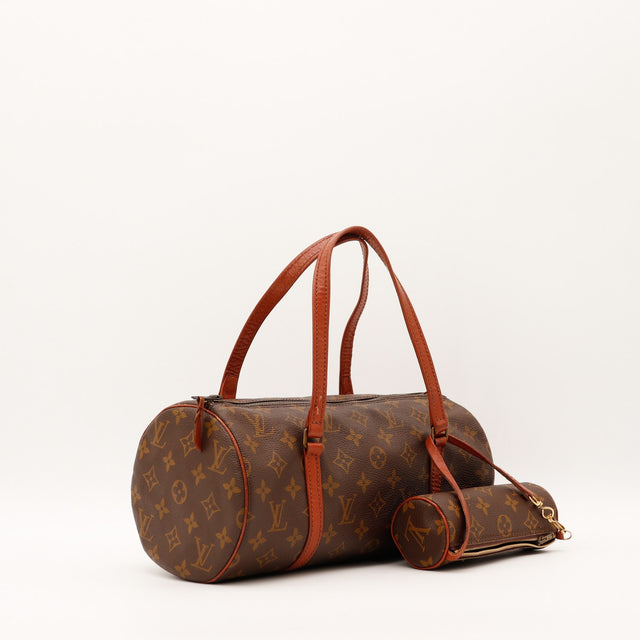 Vue de profil Louis Vuitton Papillon 30 Toile Monogramme occasion authentique — AMANA Vintage