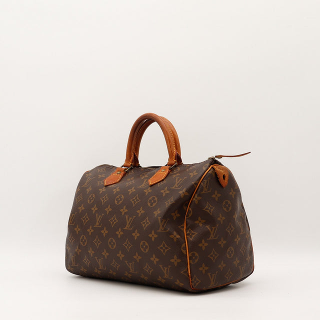 Sac Louis Vuitton Speedy 30 vue trois quarts toile Monogramme occasion — AMANA Vintage