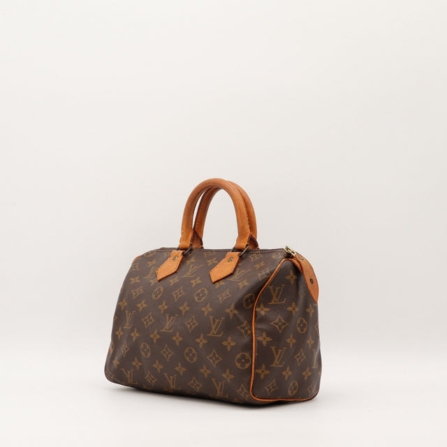 Sac Louis Vuitton Speedy 25 vue trois quarts toile Monogramme occasion authentique — AMANA Vintage